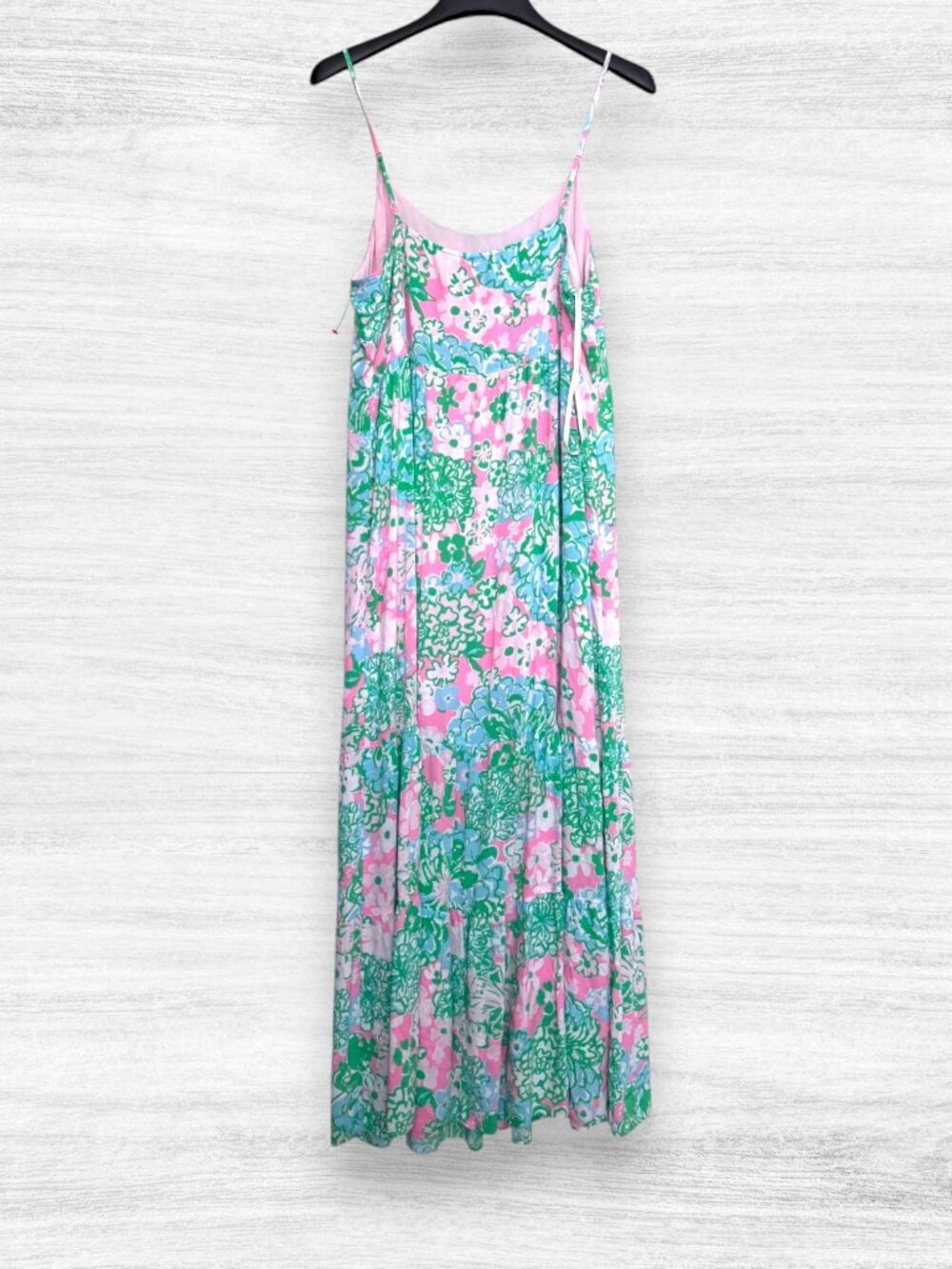 Lilly Pulitzer Teresa Maxi Dress XL Plumes in Bloom Floral Tiered Pink Green - Picture 3 of 9